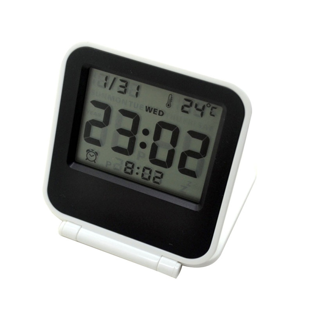 Mini Portable Travel Clamshell Electronic Night Lamp LED Digital Desk Alarm Clock - Image 3