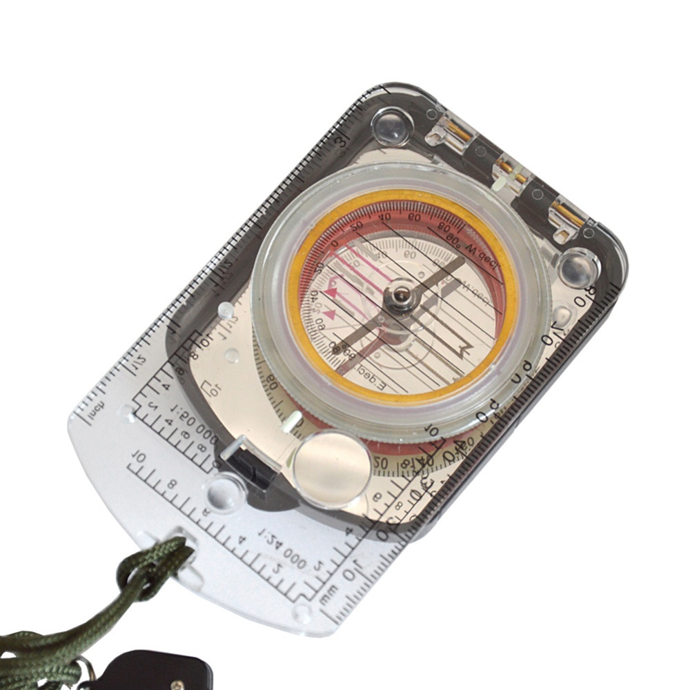 Portable Luminous Compass With Mirror Waterproof Multifunctional For Outdoor Exploration Hiking Climbing White luminous scale ring - Image 2