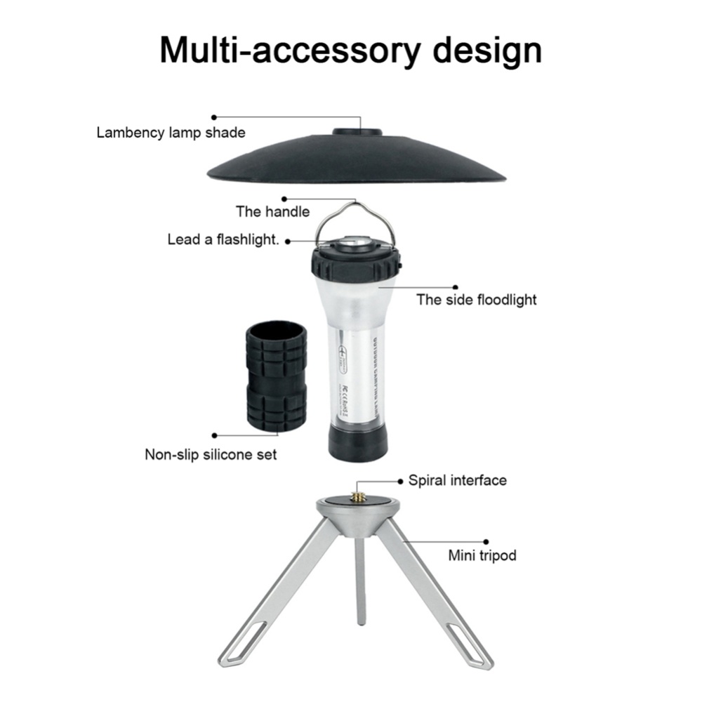 Portable Outdoor Camping Tent Lantern Adjustable Brightness Led Emergency Lights With Removable Tripod Lampshade 1 set - Image 3