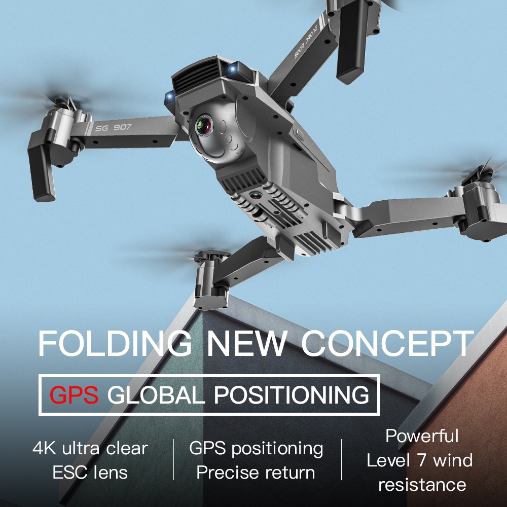 SG907 GPS Drone with 4K 1080P HD Dual Camera 5G Wifi RC Quadcopter Optical Flow Positioning Foldable Mini VS E520S E58 Color box two-battery - Image 3