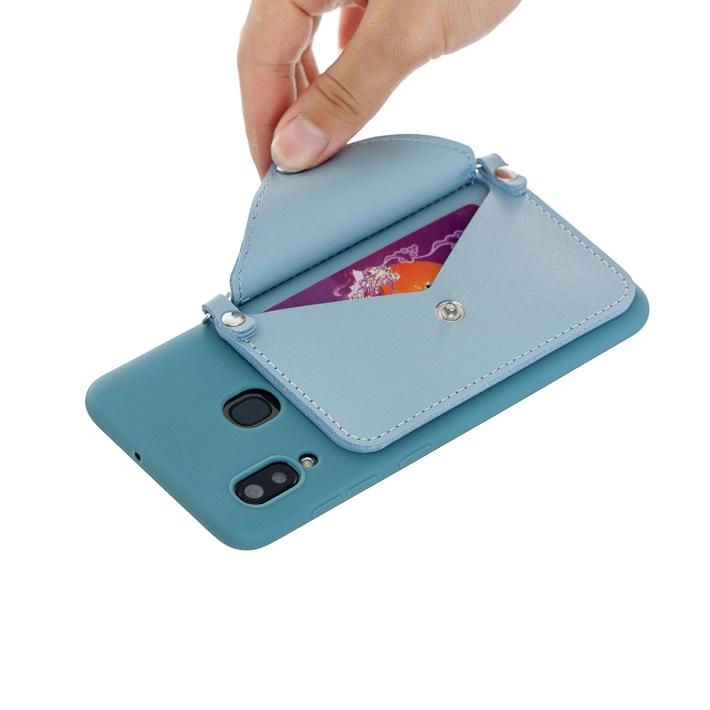 For HUAWEI Y5 2018/2019/Y6 2019/Y7 2019/PSMART Z/Y9 2019 Mobile Phone Cover with Pu Card Holder + Hand Rope Straddle blue - Image 3