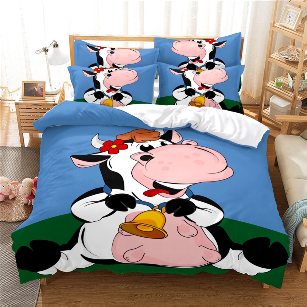 2Pcs/3Pcs Full/Queen/King Quilt Cover +Pillowcase Set with 3D Digital Cartoon Animal Printing for Home Bedroom Queen - Image 3