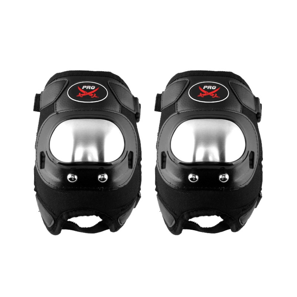 2pcs Motorcycle Kneepads Stainless Steel Knee Pads Protective Guards Roller Skating Gear Black knee pads - Image 2