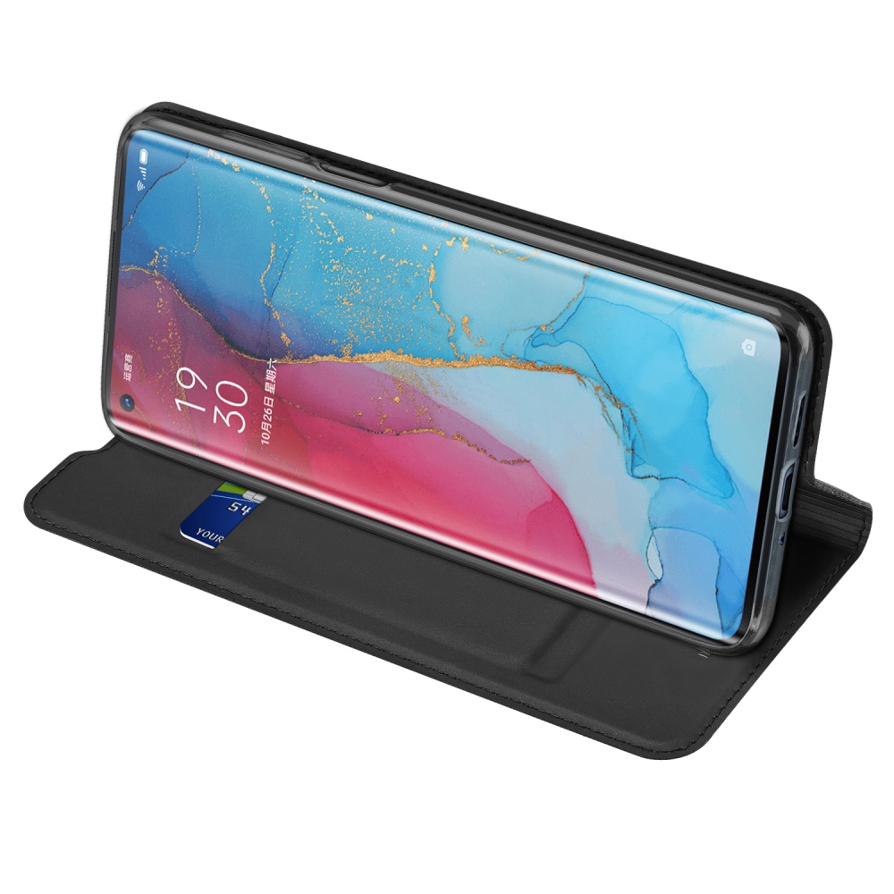 For OPPO Reno 3/3 Pro/ 3 pro 4G Case Magnetic Closure Card Slots Cellphone Cover Screen Protector Stand Available Leather Shell black - Image 3