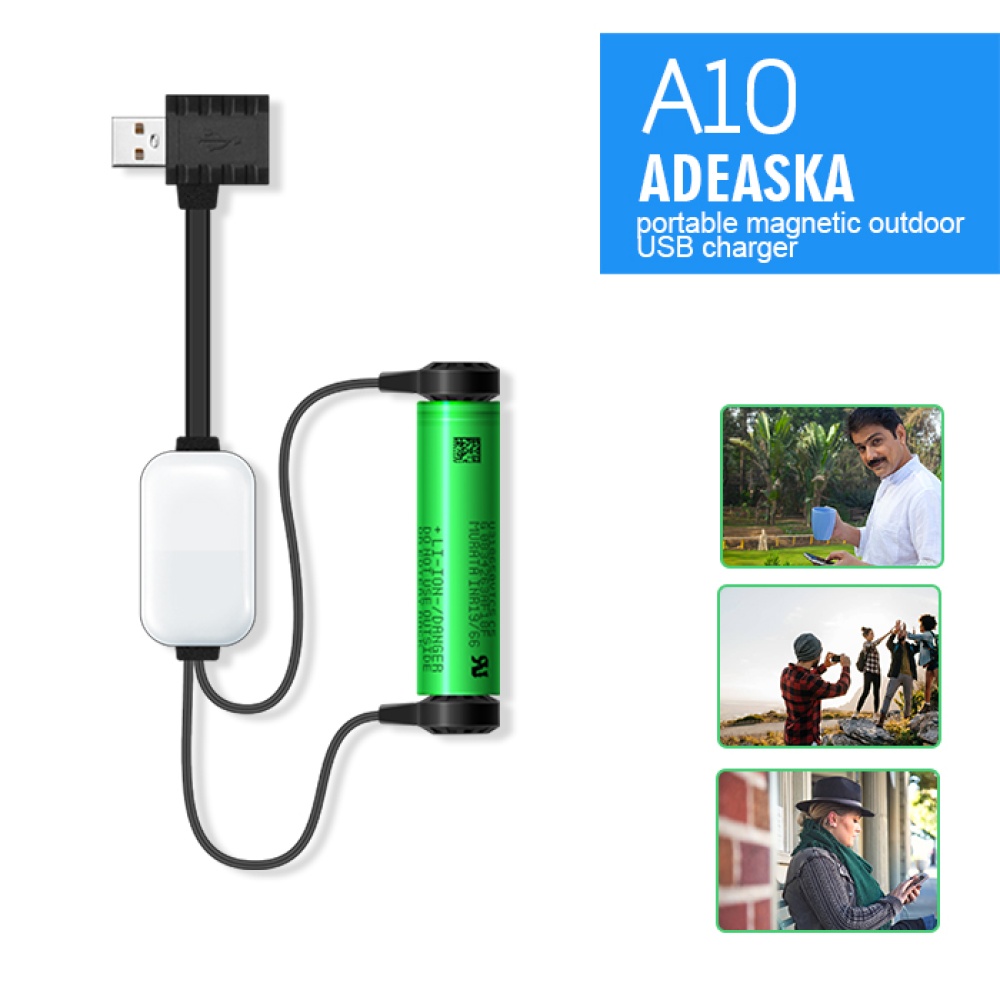 ADEASKA A10 18650 Battery Charger for Li-ion Batteries Multifunction Magnetic USB Mini Charging/Discharging Power Bank white - Image 3