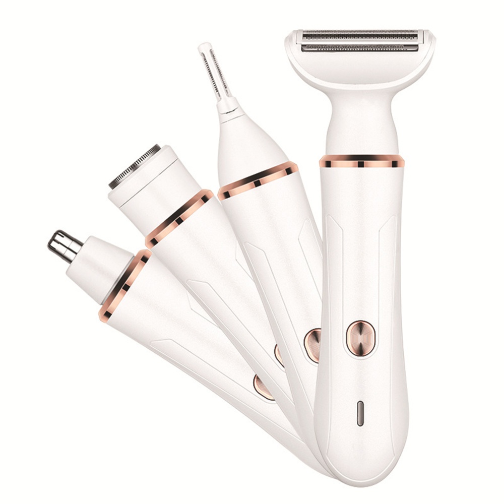 4-in-1 Women Electric Razors Multifunctional Painless Usb Hair Trimmer For Face Beard Mustache Arm Leg Armpit Bikini White - Image 2