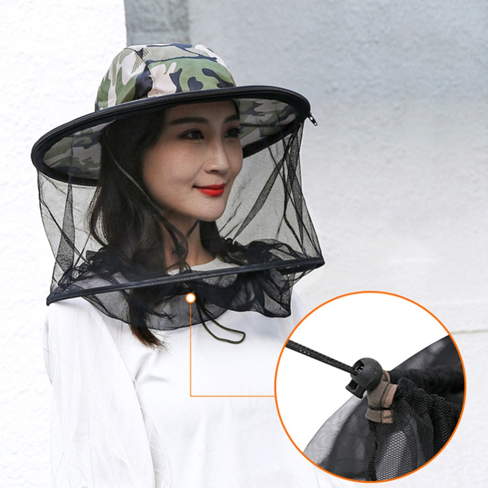 Sunshade Hat With Detachable Mosquito Net Multi-functional Insect Repellent Uv Protection For Outdoor Fishing Digital camouflage_adjustable - Image 3