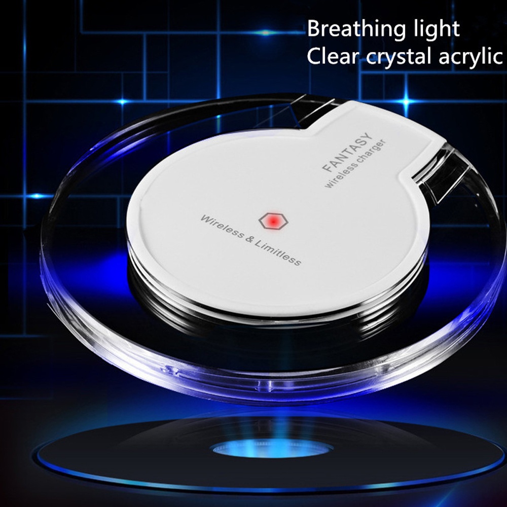 Wireless Charger Ultra-Thin Crystal Round Charging for Samsung Galaxy S9 Note Edge iPhone Xiaomi Huawei Mobile Phone white - Image 3