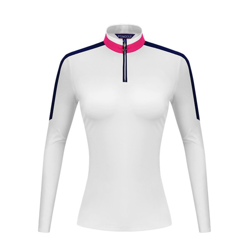 Golf Clothes Women Autumn Winter Long Sleeve T-shirt Slim Suit YF207 white navy blue stitching long sleeve_S - Image 3