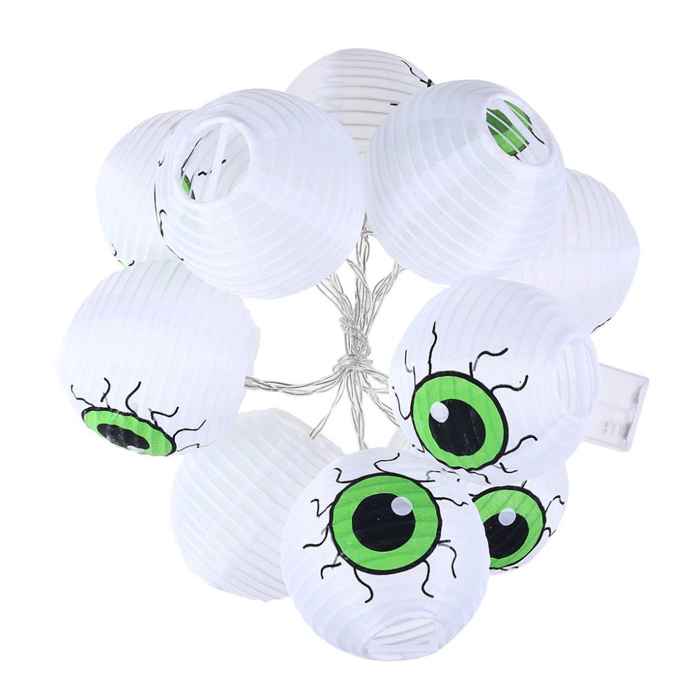 10LED Halloween Paper Lantern Glowing Eyeball Handheld Ghost Festival Scene Arrangement Decorative Light String Warm White - Image 3