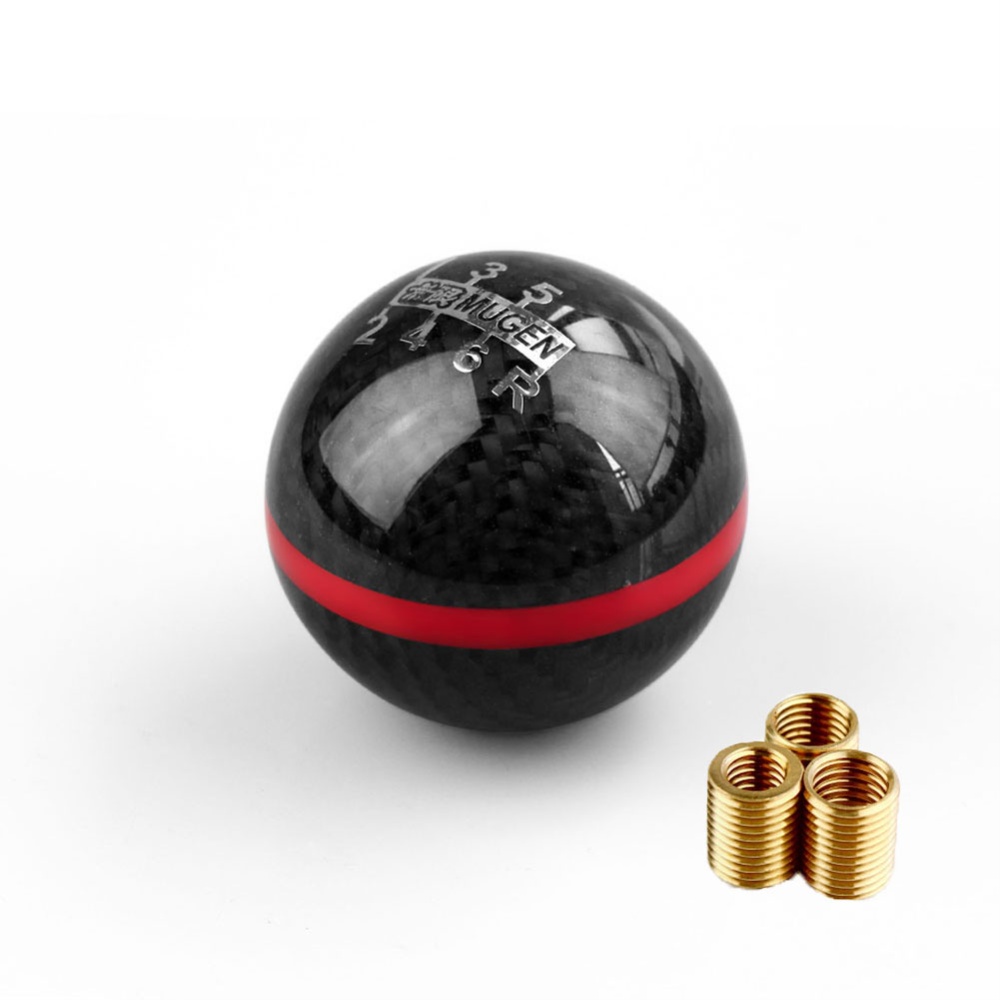 Universal Real Carbon Fiber Ball Manual Mt Gear Shift Shifter Knob 6-speed red edge - Image 2