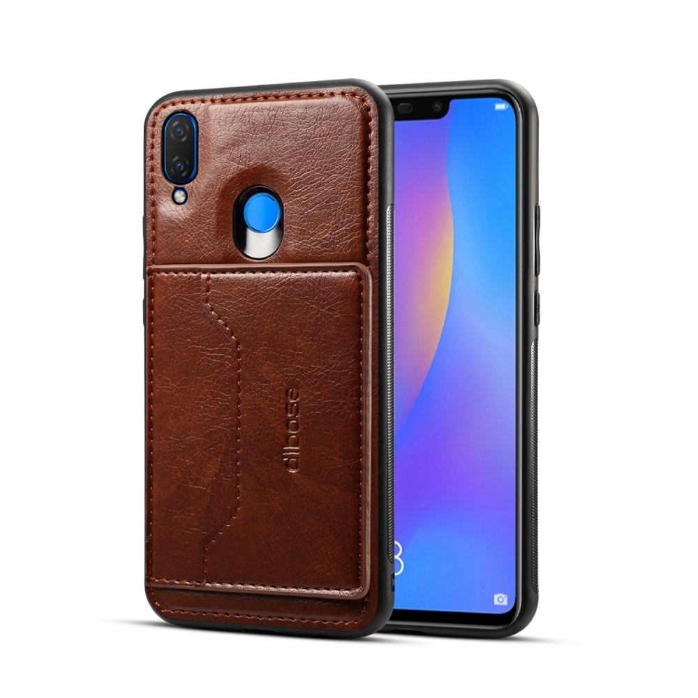 For HUAWEI Nova 3i 2 in 1 Retro PU Leather Wallet Stand Non-slip Shockproof Cell Phone Case brown - Image 3