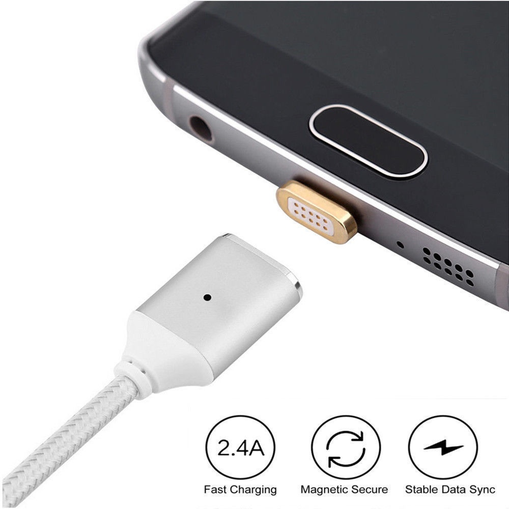 Magnetic Cable 2.4A Micro USB Data Charger 1M Nylon Metal Fast Charging Magnet For HTC Samsung Xiaomi Android Mobile Phone Gold - Image 3