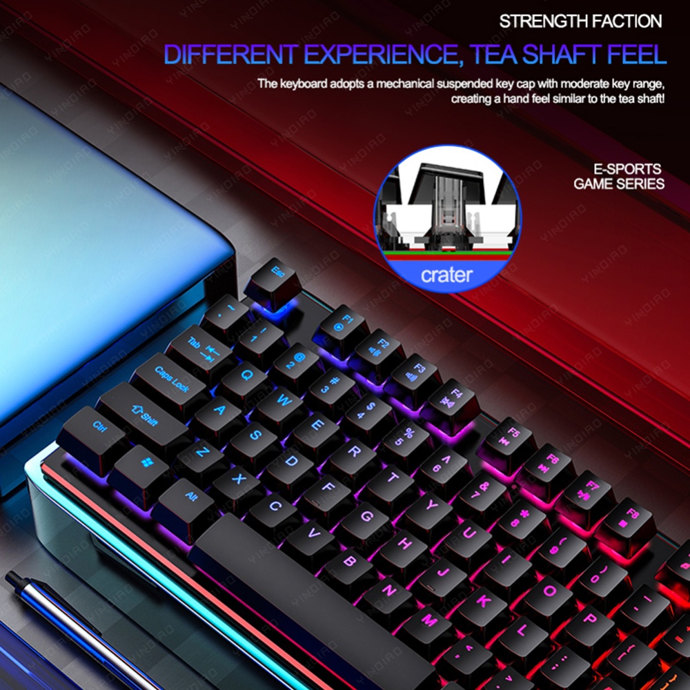 Gaming Keyboard Mechanical Luminous Computer Accessories White mixed light (panel + gap light) - Image 3