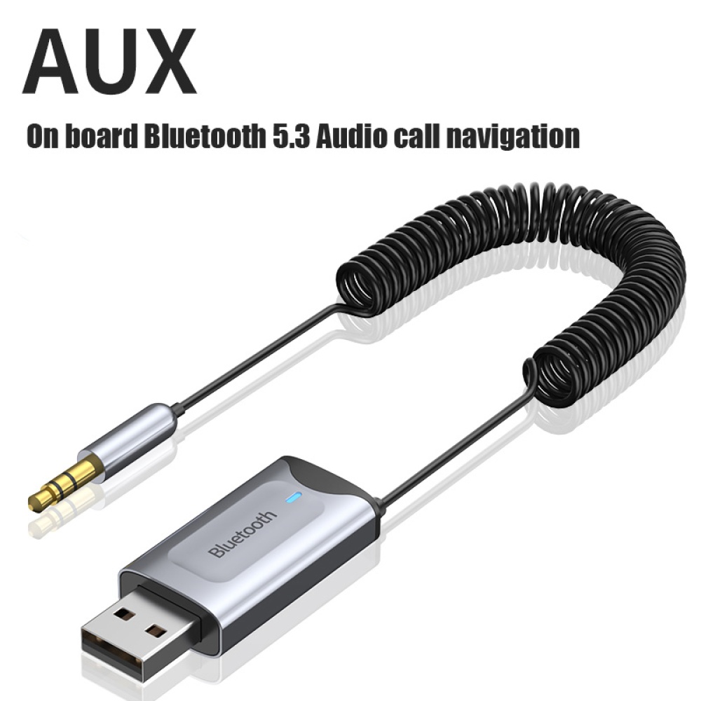 Car Audio Cable Usb Bluetooth Aux Adapter 3.5mm Jack Receiver Transmitter Dongle Handsfree kIT silver gray - Image 3