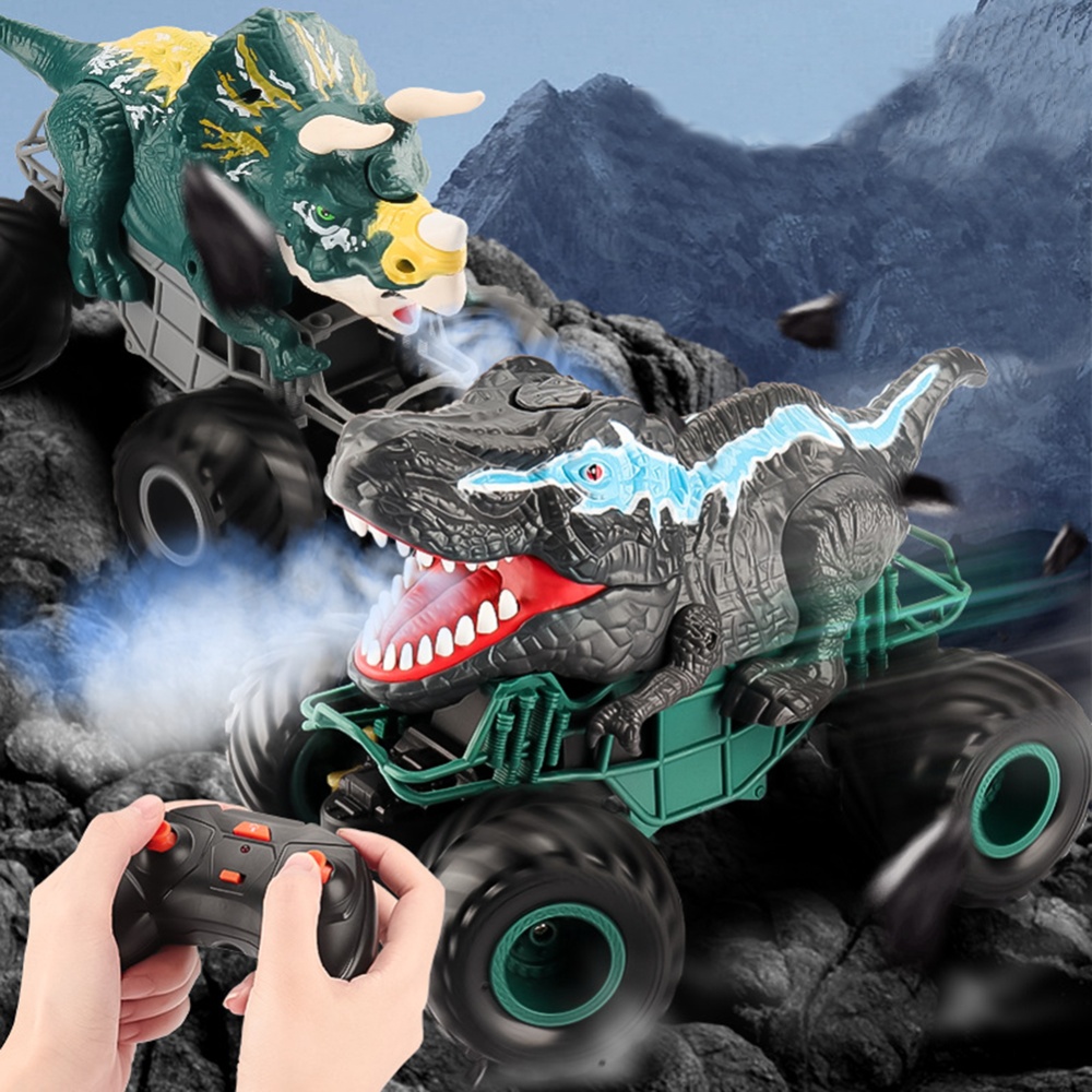 2.4g Spray Dinosaur Remote Control Car Rex Climbing Off-road Vehicle Triceratops Green - Image 3