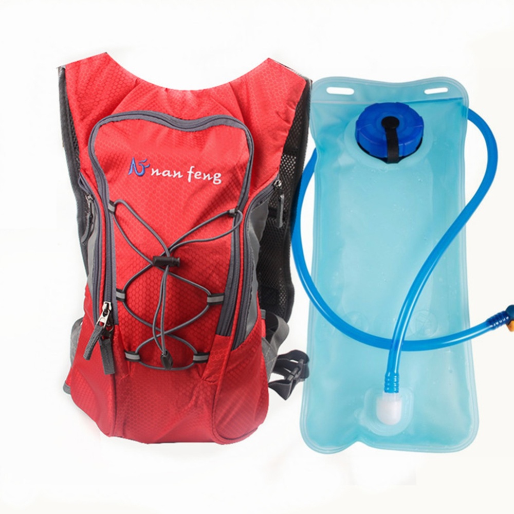 Riding Water Bag Backpack Bicycle 5L Sports Outdoor Cilmbing Travel Shoulders 2 liter water bag + backpack red - Image 3