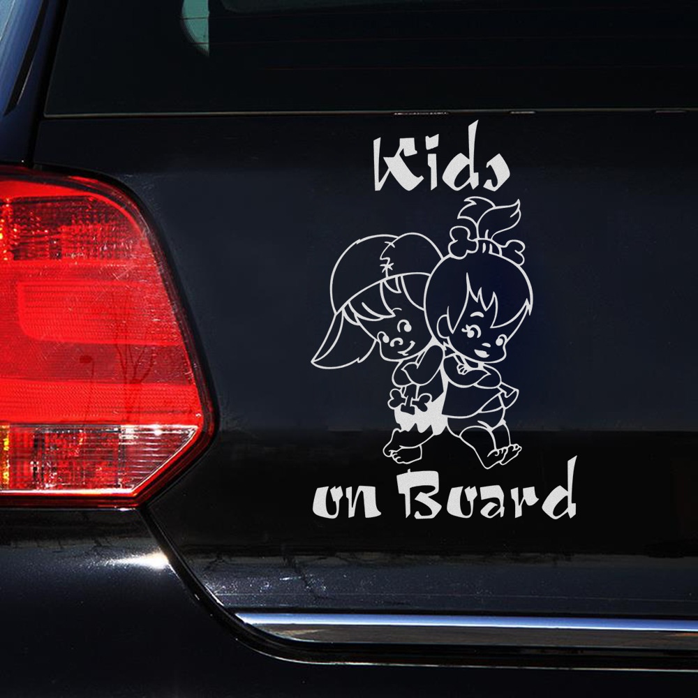 Cute Kids On Board Cartoon Warning Car Sticker Window Decoration Vinyl Decal White - Image 2