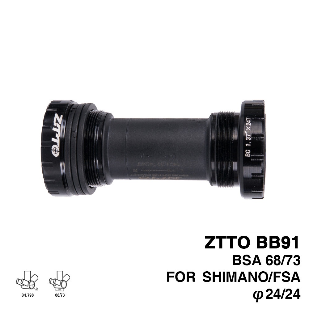 Bicycle Axles ZTTO BB91 Bearing Bottom Bracket Screw Type 68/73 mm MTB Road Bike Waterproof CNC Alloy BB black - Image 3