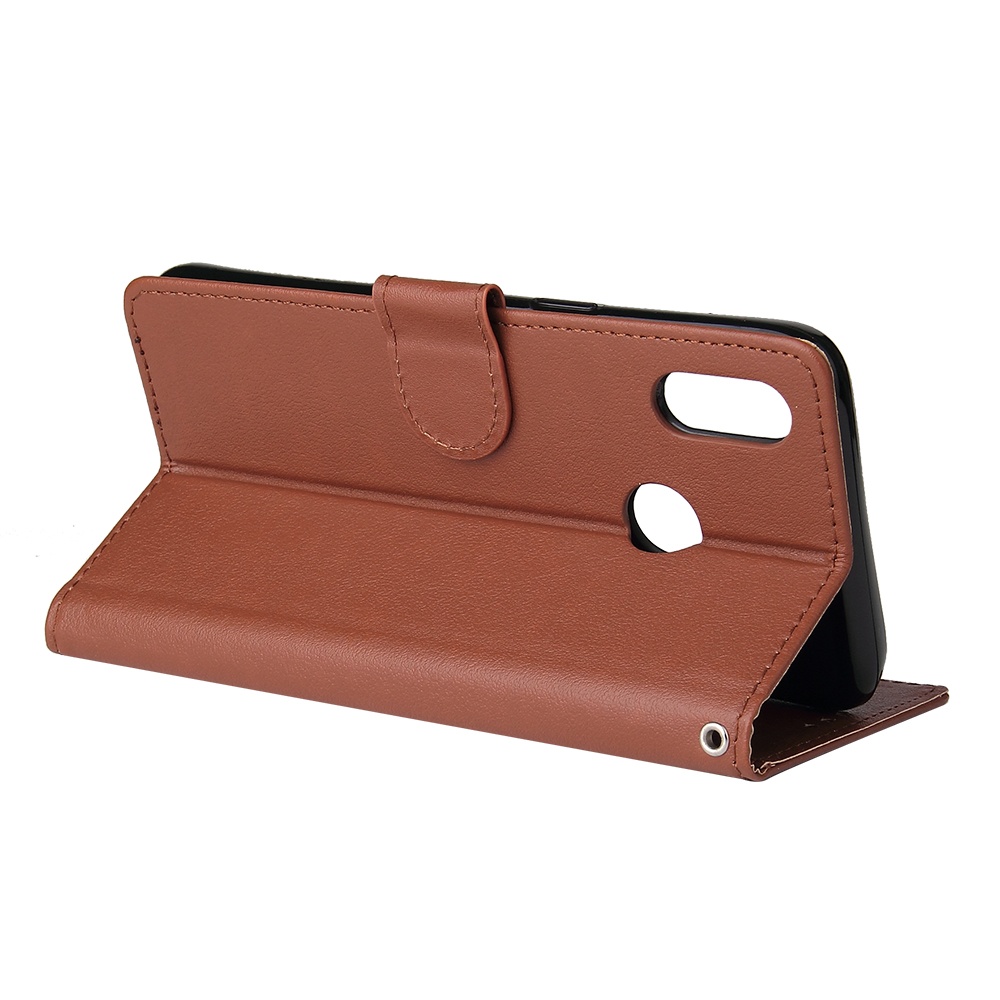 For OPPO Realme 3 Wallet-type PU Leather Protective Phone Case with Buckle & Card Position brown - Image 3