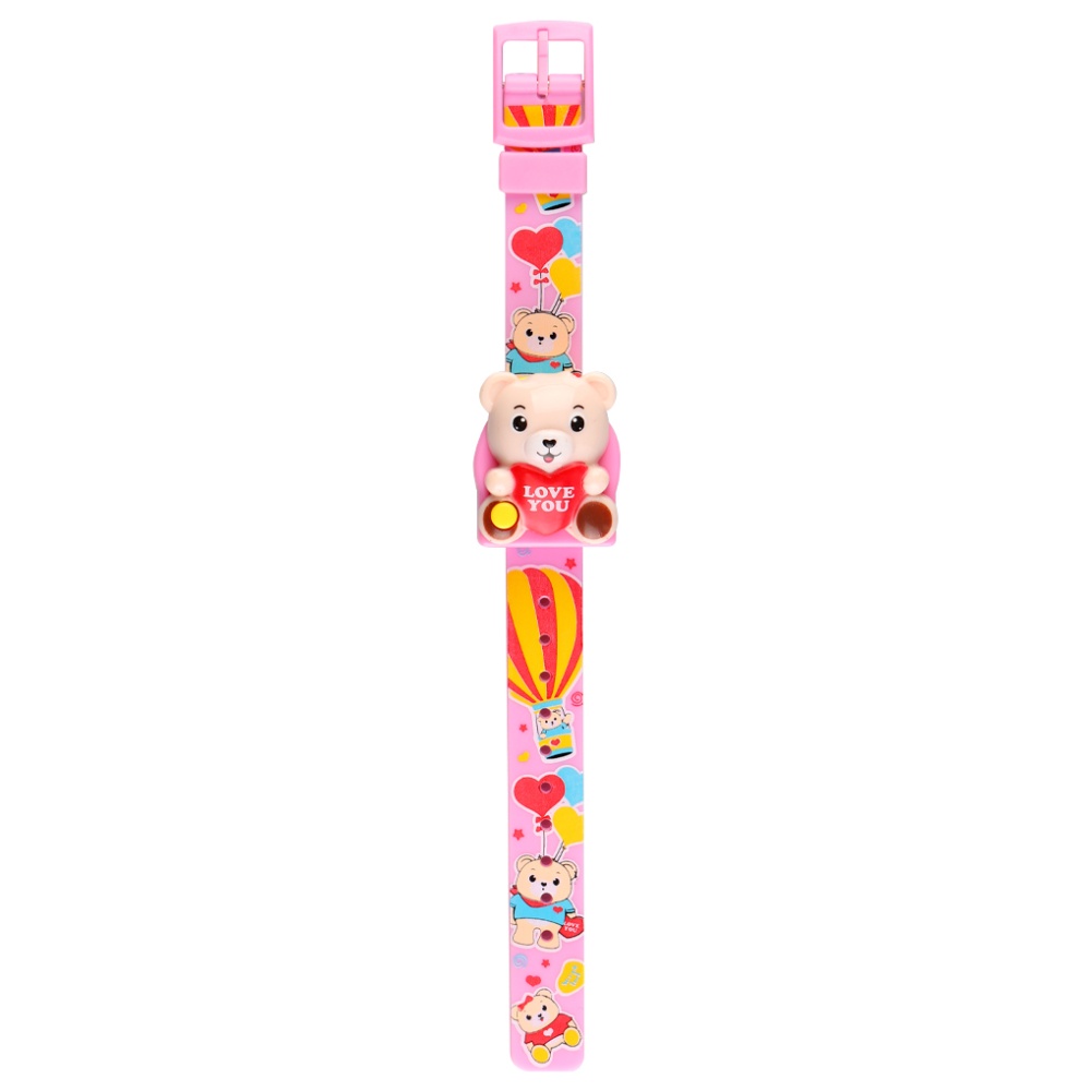 SKMEI Kids Electronic Wrist Watch Cartoon Three-dimensional Bear Doll Push-button Pin Buckle Children pink - Image 3