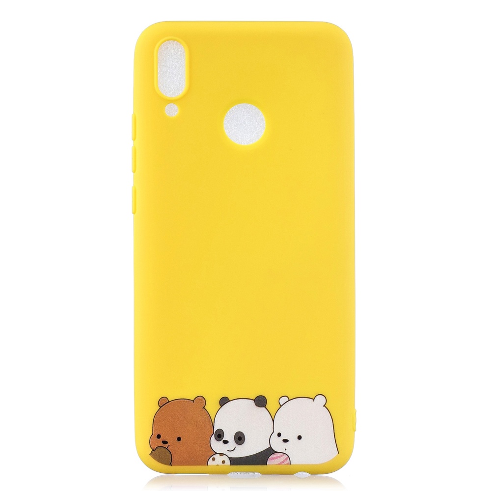 For HUAWEI Y9 2019 Cartoon Lovely Coloured Painted Soft TPU Back Cover Non-slip Shockproof Full Protective Case with Lanyard yellow - Image 3