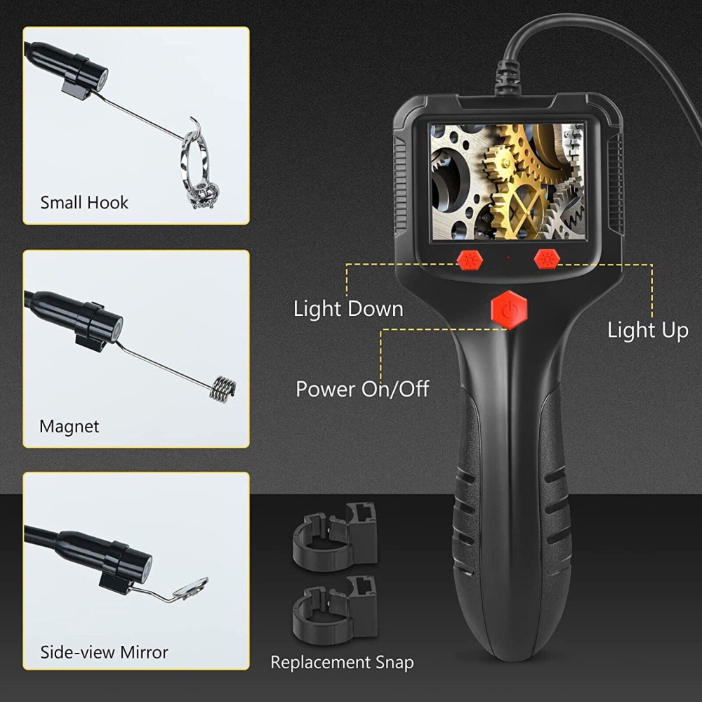 Portable Pipe Endoscope with Screen 8mm Lens Hd Camera Handheld Industrial Peepscope Detector Front 2m Black - Image 3