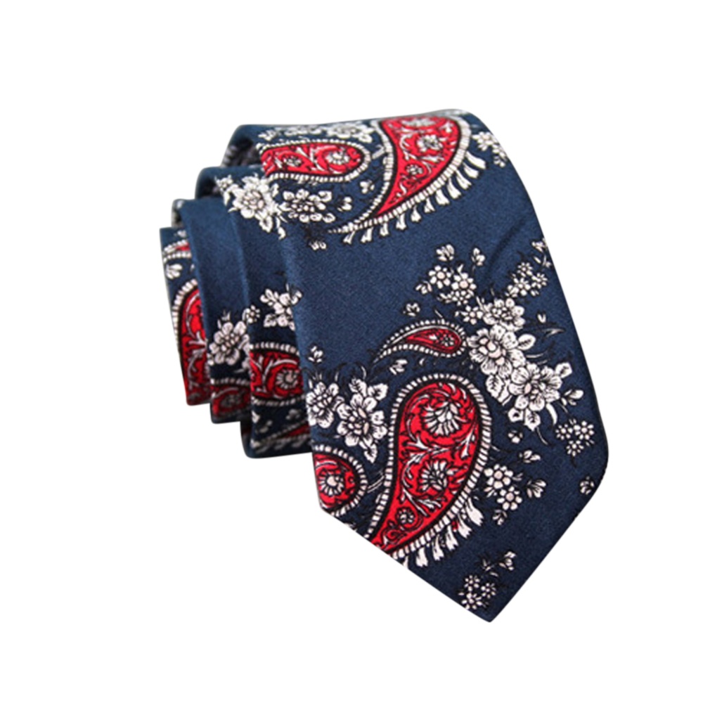 Men's Wedding Tie Floral Cotton Necktie Birthday Gifts for Man Party Business printing-005 - Image 2