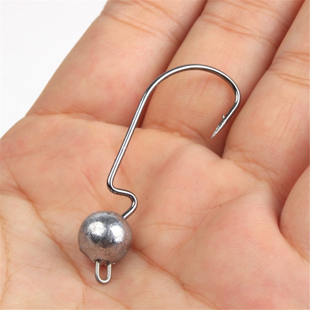 25pcs Lead Jig Head Fishing Hook Wide Crank Offset Fishhook For Soft Worm Lure Barbed Carp Hooks - Image 3