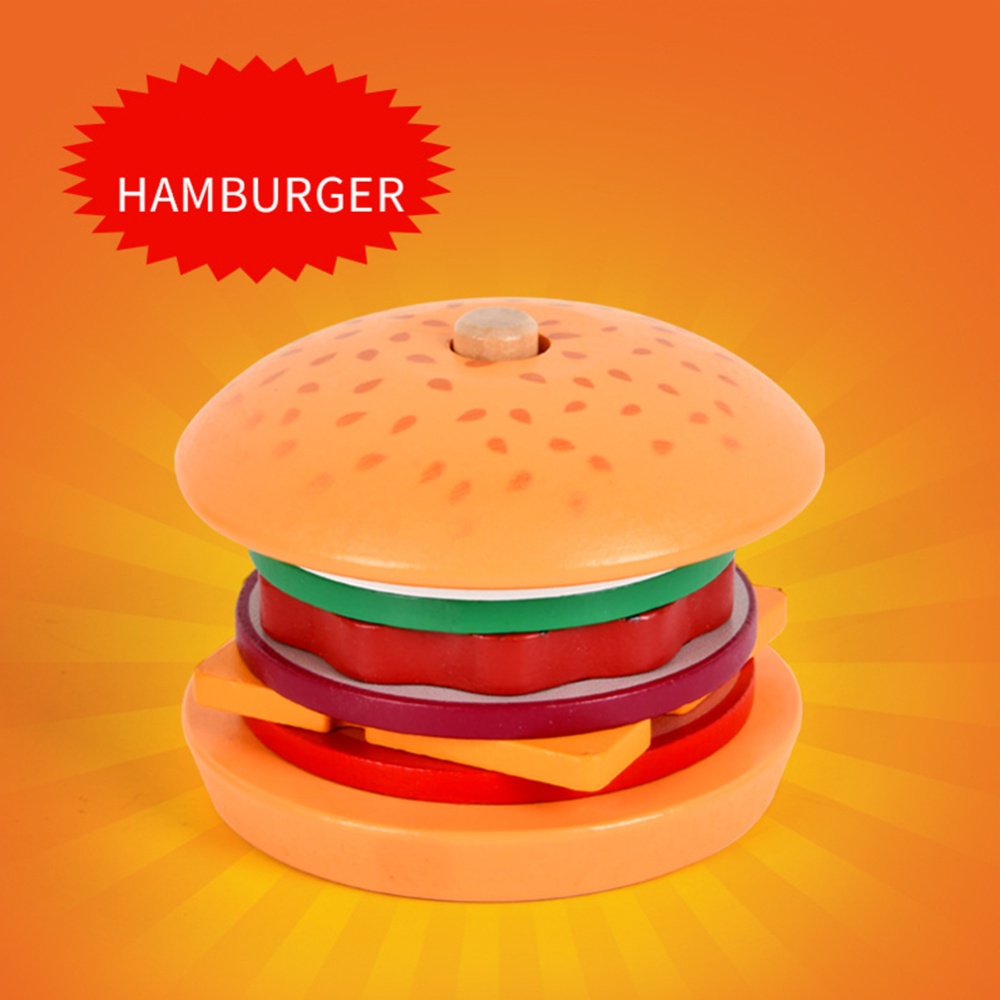 Children Wooden Toys Simulation Hamburger Sandwich Color Shape Matching Board Game For Birthday Gifts sandwich - Image 3