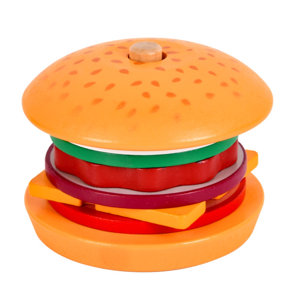 Children Wooden Toys Simulation Hamburger Sandwich Color Shape Matching Board Game For Birthday Gifts sandwich - Image 2