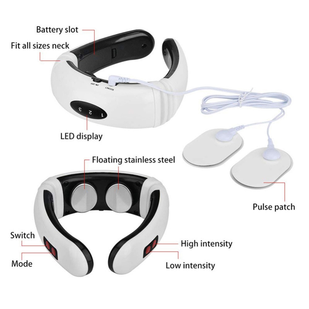 Heated Cervical Vertebra Massager Physiotherapy Shoulder Neck Electromagnetic Pulse Device English battery - Image 3