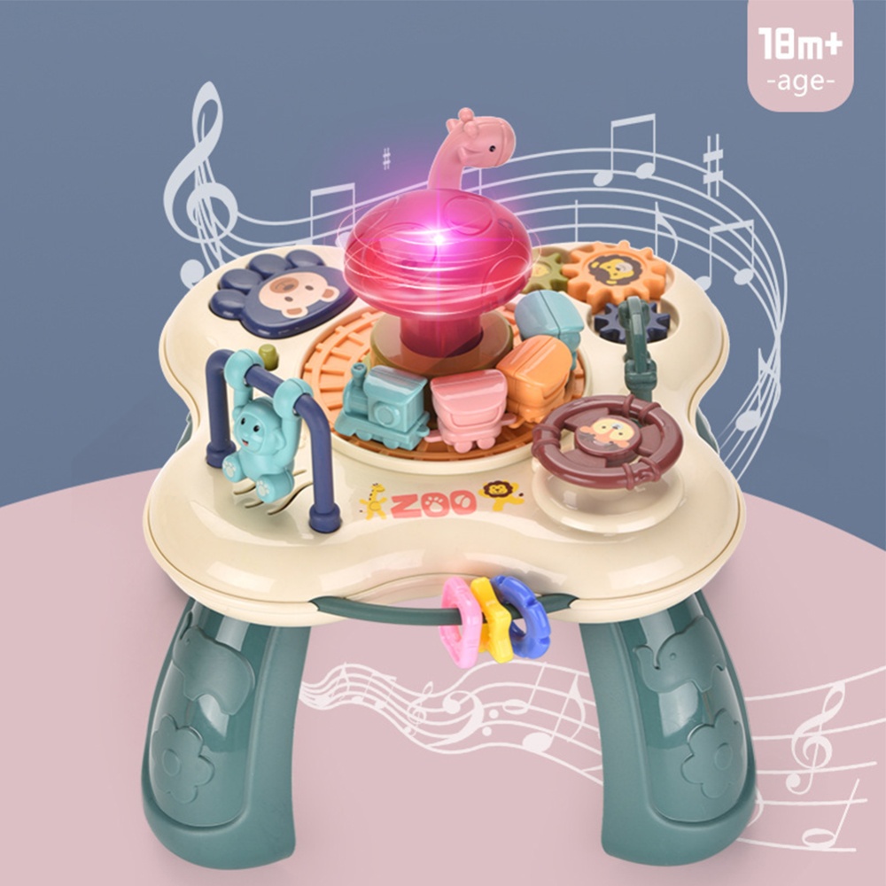 Creative Mini Animal Park Game Table Multi-functional Electric Light Music Hand Heat Drum Desktop Toys For Kids (96103B) - - Image 2