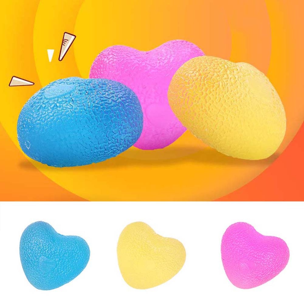 Love Shape Silicone Grip Ball Decompression Massage Wrist Movement Fitness Recovery yellow - Image 3