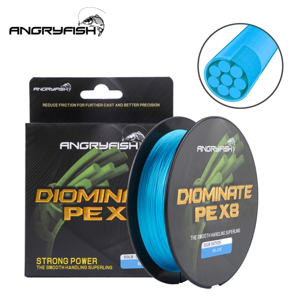 ANGRYFISH Diominate PE X8 Fishing Line 500M/547YDS 8 Strands Braided Multifilament Blue 8.0#:0.50mm-80LB - Image 2