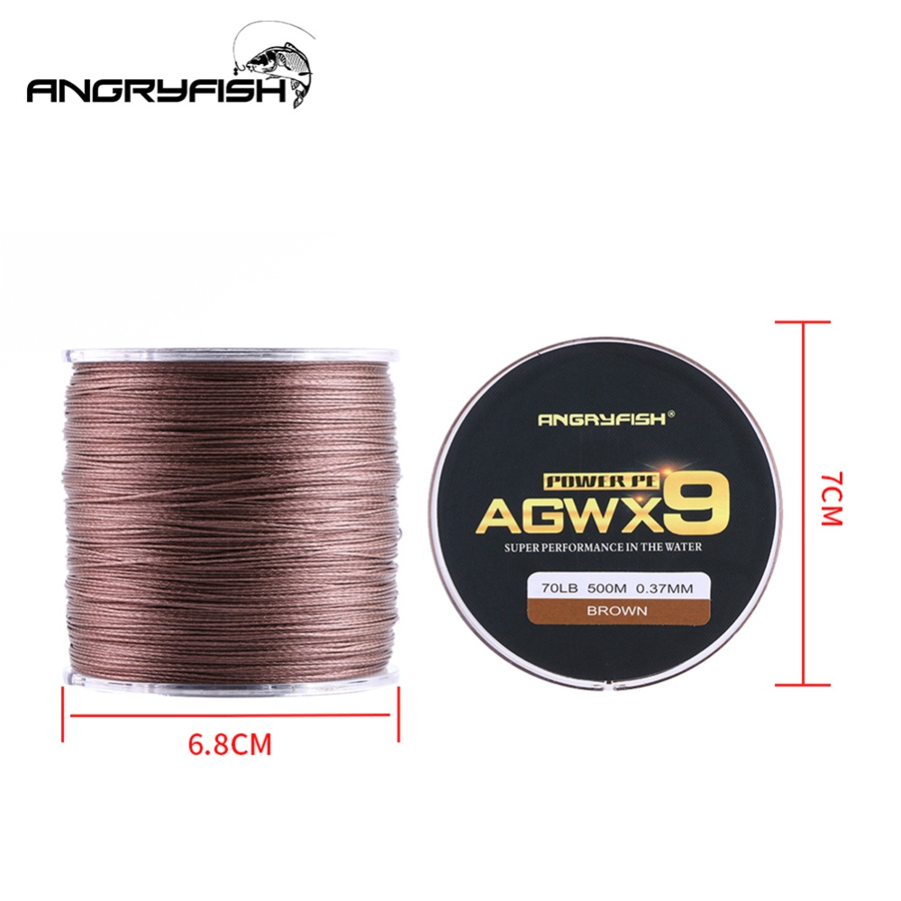 ANGRYFISH Diominate X9 PE Line 9 Strands Weaves Braided 500m/547yds Super Strong Fishing 15LB-100LB Brown 1.0#: 0.16mm/25LB - Image 2