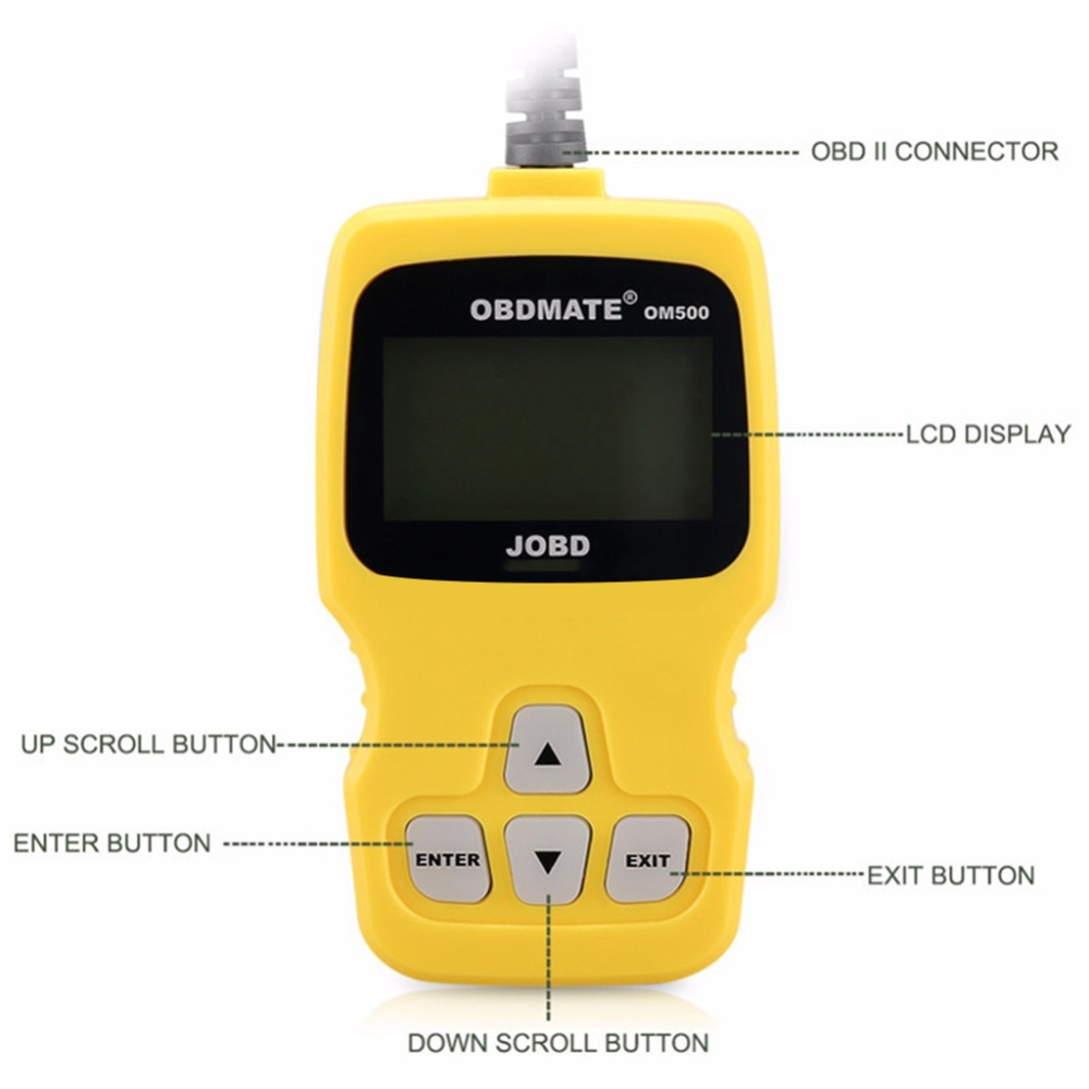 Car Fault Detector Om500 Jobd Obdii Eobd Code Reader Auto Scanner Vehicles Diagnosis Instrument Yellow - Image 3