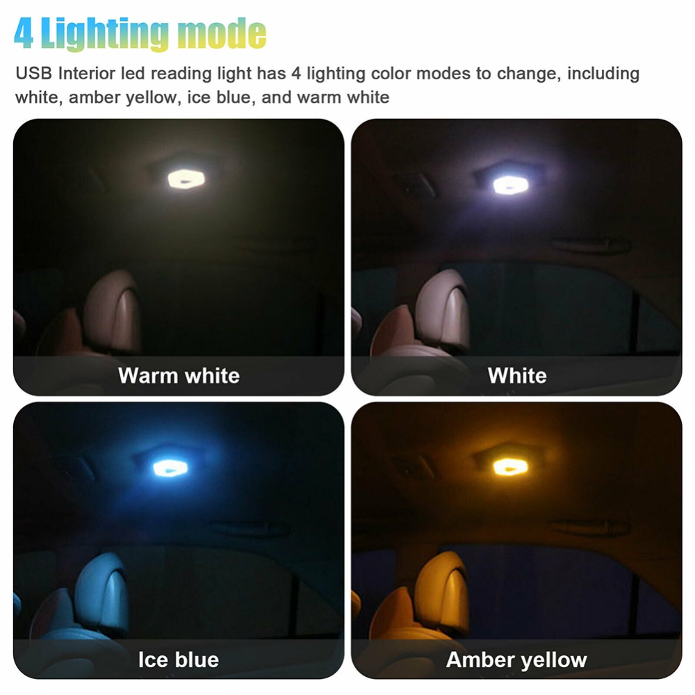 DC 5V 4w 400lm Car Reading Light USB Rechargeable Led Ceiling Dome Lamp Wireless Black - Image 3