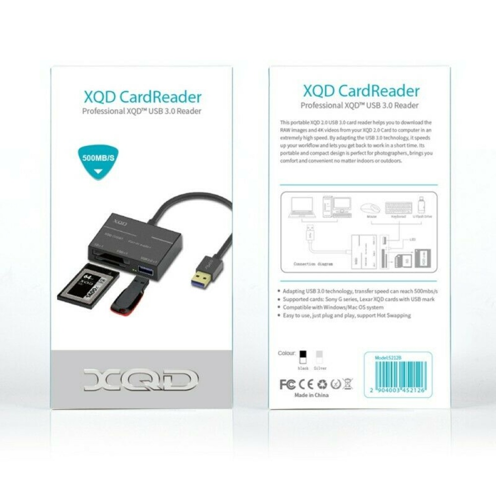 500MB/S High-speed USB3.0 XQD Card Reader Adapter 2.0 Memory black - Image 2