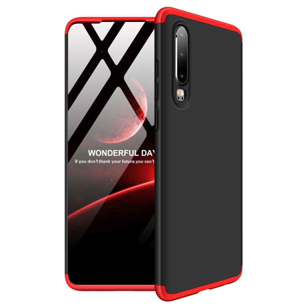 For HUAWEI P30 LITE Ultra Slim PC Back Cover Non-slip Shockproof 360 Degree Full Protective Case Red black red - Image 3