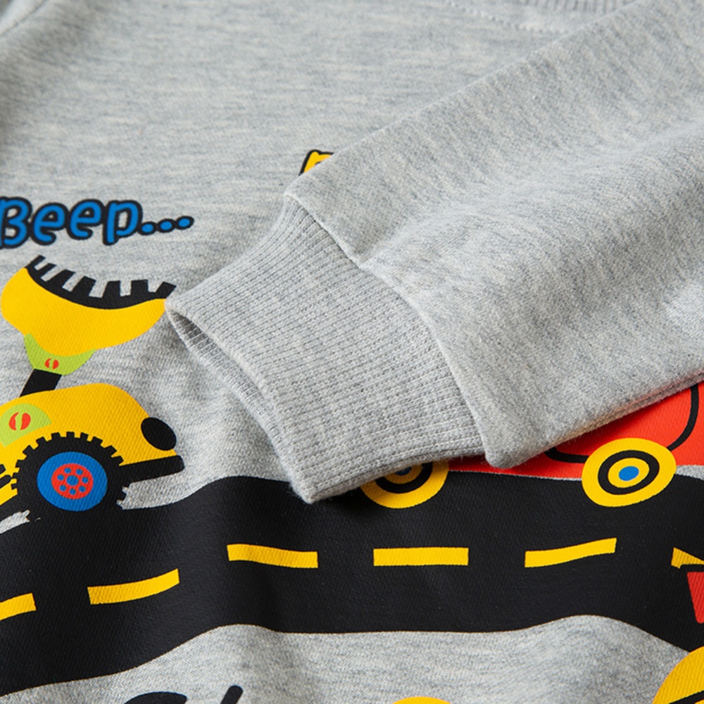 Fashion Cartoon Printing Sweatshirt For Boys Cotton Round Neck Long Sleeves Sweater grey 7-8Y 140cm - Image 2