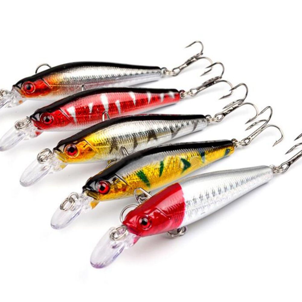 5PCS 9CM Plastic Hard Bait Crankbait Treble Hooks Fishing Lure 5 colors mixed - Image 3