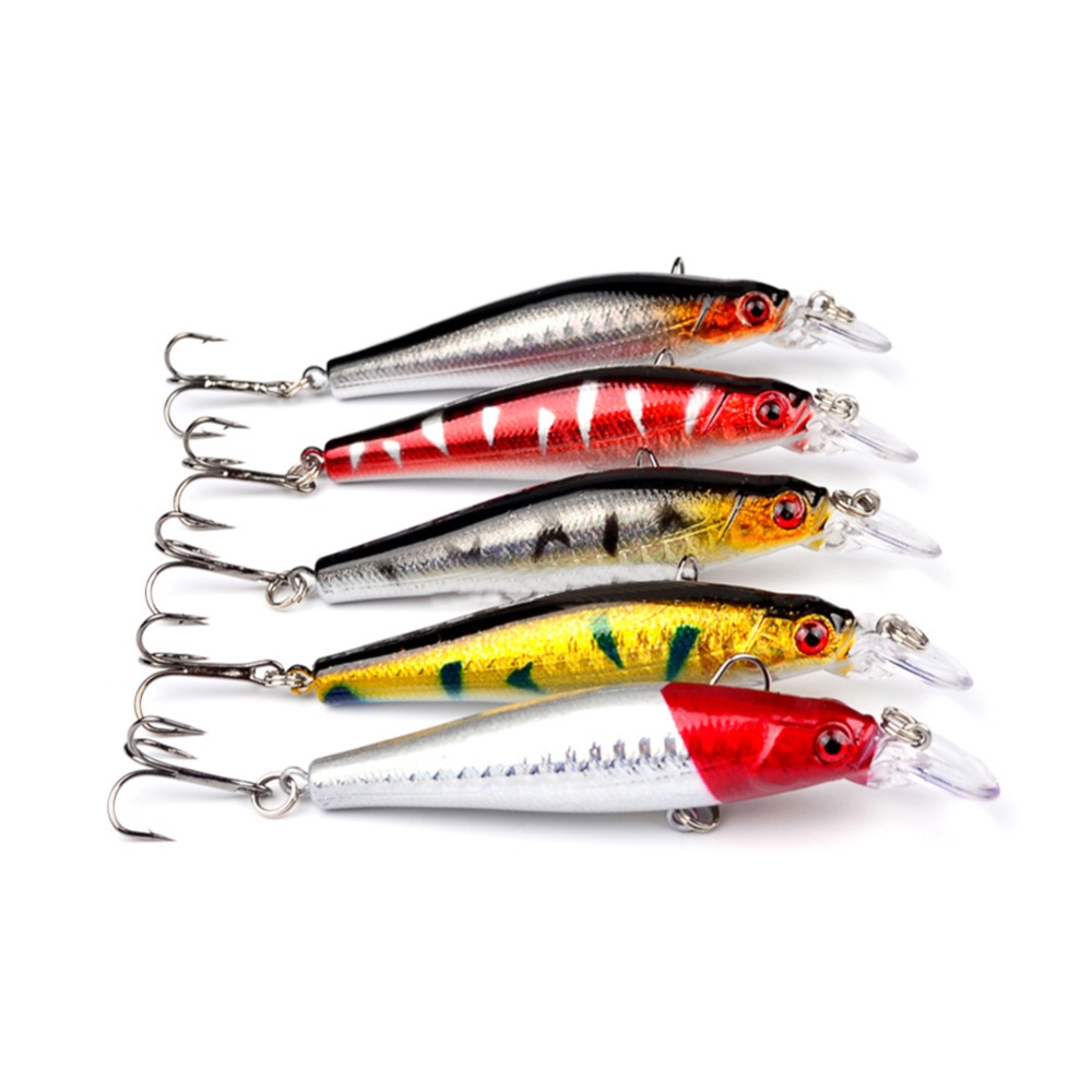 5PCS 9CM Plastic Hard Bait Crankbait Treble Hooks Fishing Lure 5 colors mixed - Image 2