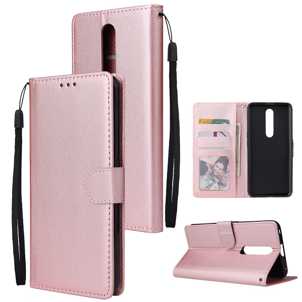 For OPPO F11 Wallet-type PU Leather Protective Phone Case with Buckle & 3 Card Position Red wine - Image 3