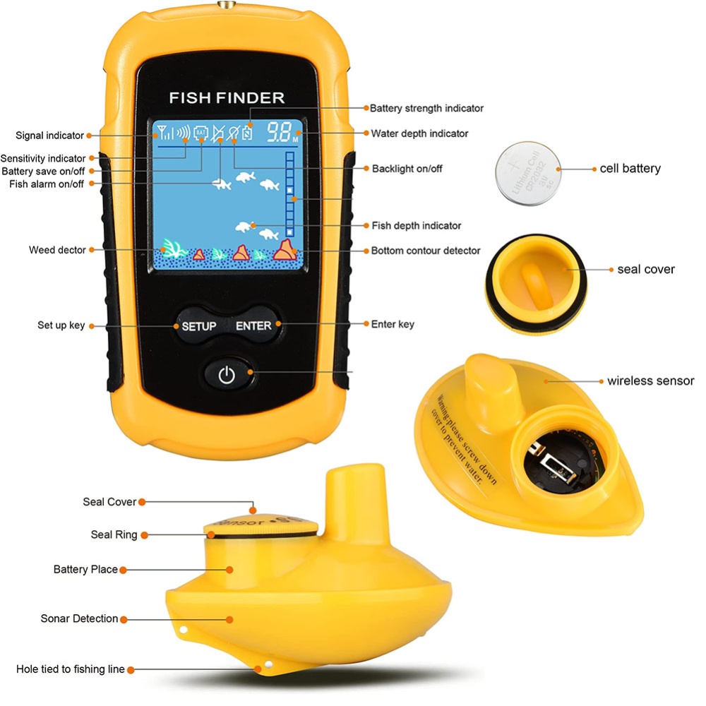 Portable Fish Finder 125khz 90 Wide Angle Handheld Wireless Sensor Depth for River Lake Sea - Image 3