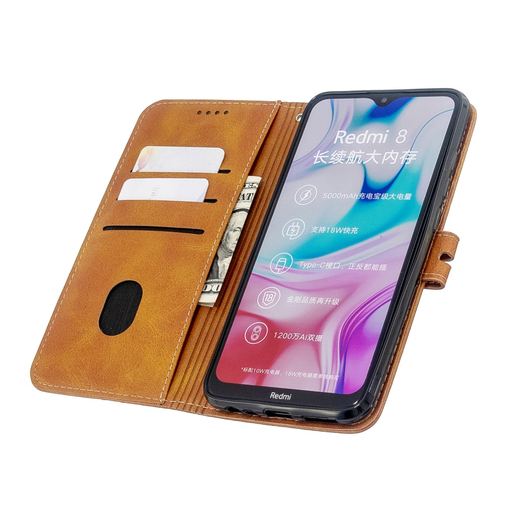 For Redmi Note 8T/Redmi 8/Redmi 8A Case Soft Leather Cover with Denim Texture Precise Cutouts Wallet Design Buckle Closure Smartphone Shell - Image 3