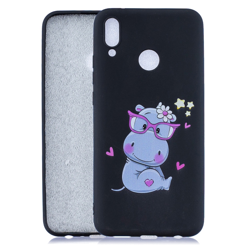 For HUAWEI Y9 2019 Cartoon Lovely Coloured Painted Soft TPU Back Cover Non-slip Shockproof Full Protective Case with Lanyard Light blue - Image 3