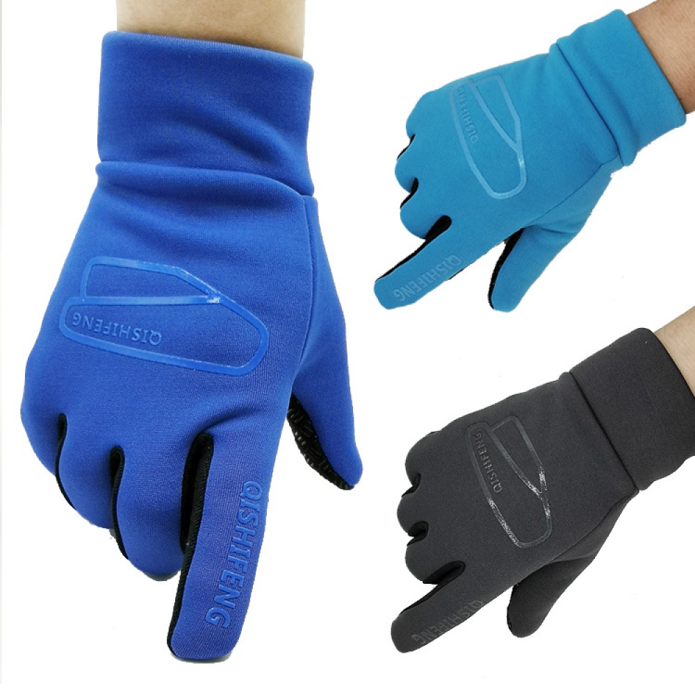 Outdoor Gloves Fleece Antiskid Winter Cycling Touch Screen Windproof Sport For Bike Motorcycle Warm Glove blue_One size - Image 2