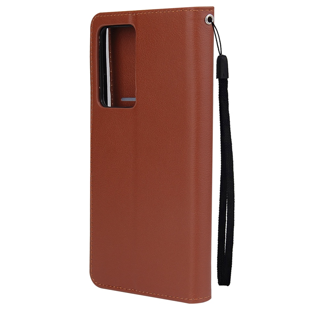 For Samsung Note 20/Note 20 Ultra PU Leather Three-card Photo Frame Front Buckle Mobile Phone shell brown - Image 3