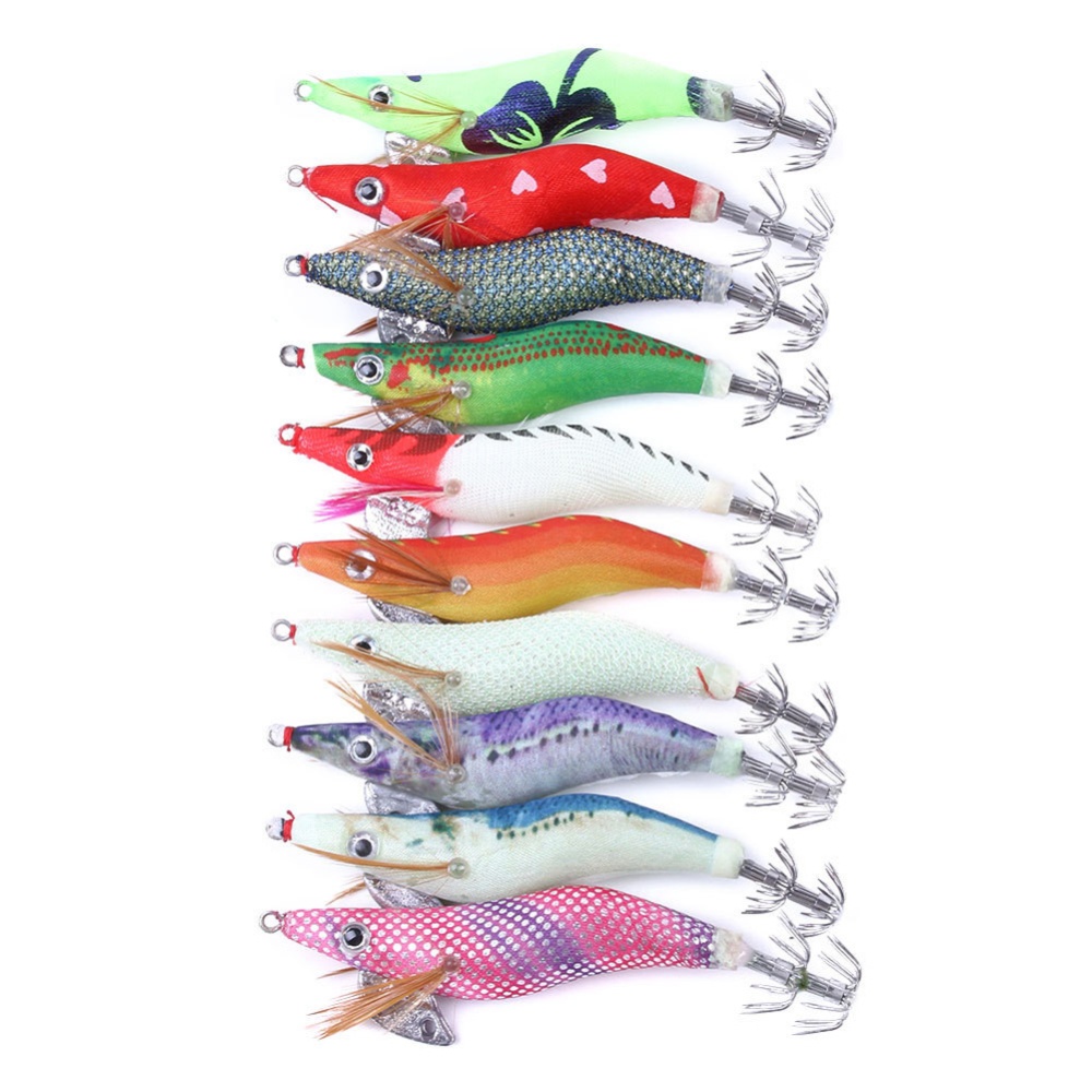 10pcs/box Luminous Shrimp Squid Needle Fishing Lure Set Sequin Bait Hard Swimbait with Hook 3.0 # 10PCS boxed - Image 2